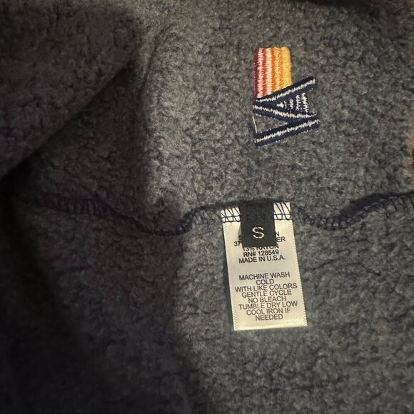 Aviator Nation Bolt Embroidery Cropped Sweatshirt Heather Navy Neon Stripes S - Picture 8 of 11